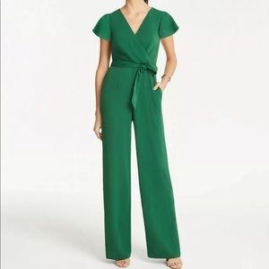 Ann Taylor Flutter Sleeve Wrap Jumpsuit